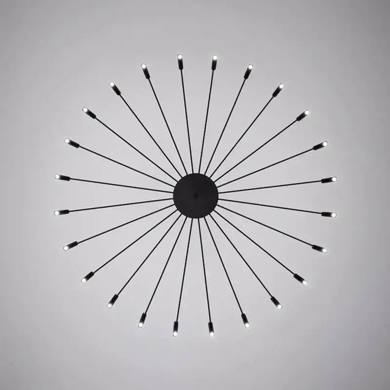 Modern black radial ceiling pendant lamp with slender arms and led bulbs for living room pendant lamp lighting