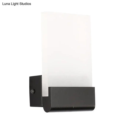 Modern black rectangle led wall sconce with frosted white diffuser and light bulbs included for bedroom lighting