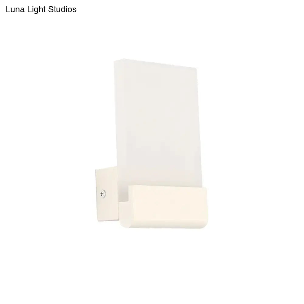Minimalist white wall-mounted modern black rectangle led wall sconce with frosted glass diffuser and bulb included
