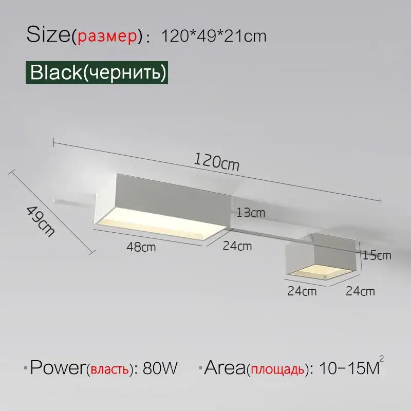 Modern black rectangular led ceiling lamp with sleek design and two illuminated panels ideal for dining room decorbites led ceiling