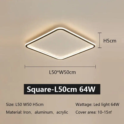 Modern black rectangular decorbites led ceiling lamp with dimmable diamond-shaped white acrylic panel and metallic frame 50cm x 50cm