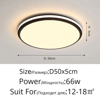 Modern black circular led ceiling lamp with sleek frame and warm white panel for living room decorbites led ceiling lamps