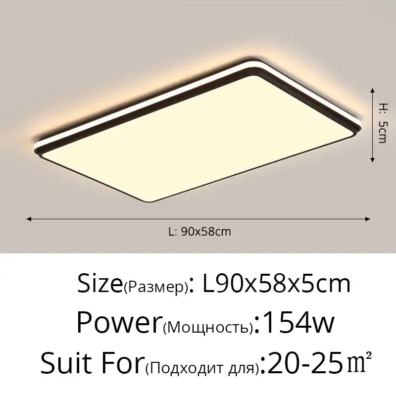 Modern black rectangular led ceiling lamp with sleek frame and warm white light ideal for living room decorbites led ceiling