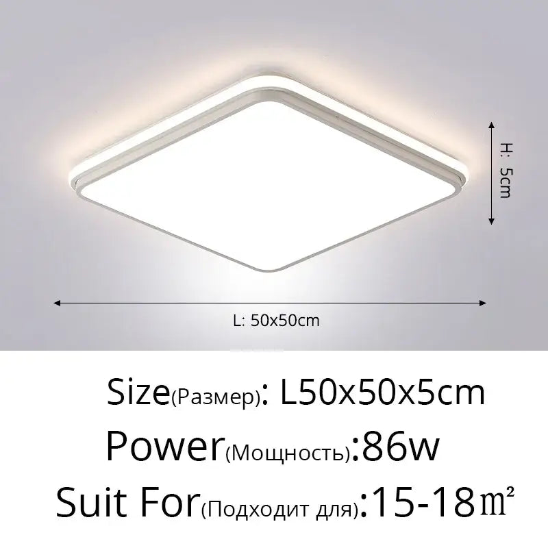 Modern white square led ceiling lamp with diffused panel 50x50cm for living room decorbites led ceiling lamps