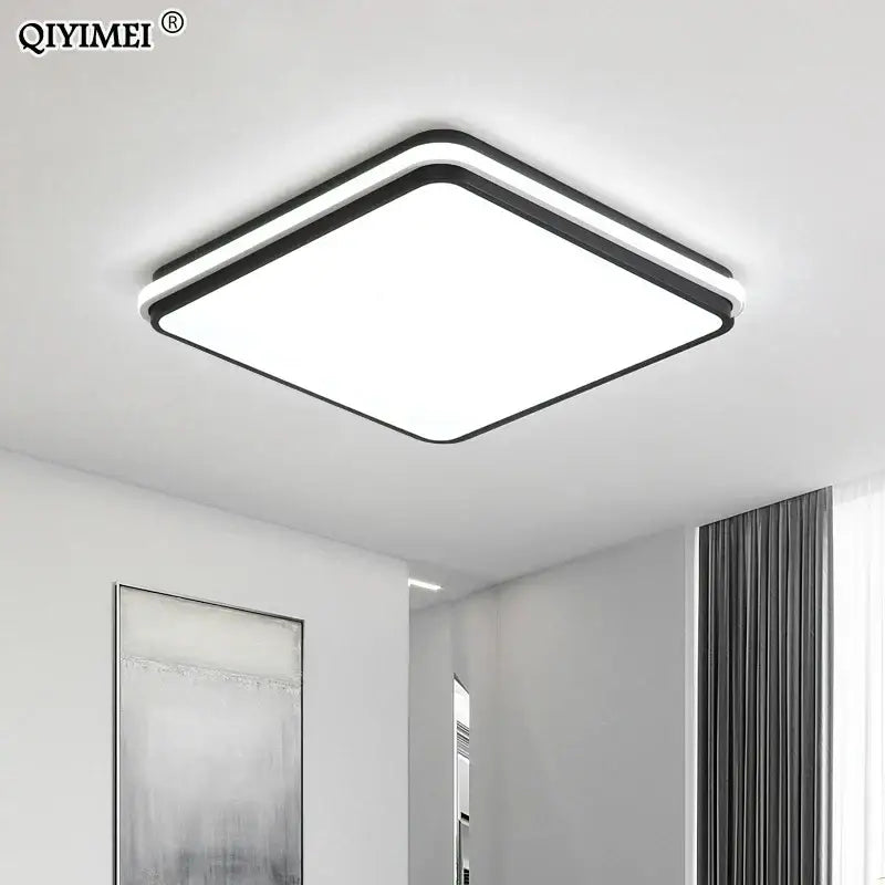 Modern black rectangular led ceiling lamps with a sleek frame and bright white panel by qiyimei for living room decorbites led ceiling