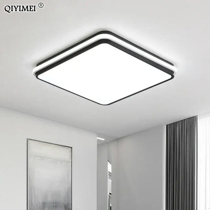 Modern black rectangular led ceiling lamps with a sleek frame and bright white panel by qiyimei for living room decorbites led ceiling