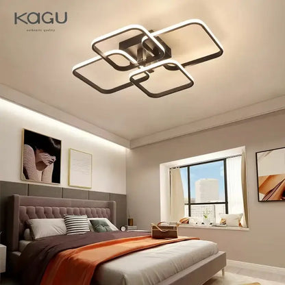 Modern black rectangular led ceiling light with sleek metal frame and illuminated outlines by kagu for living room decorbites led ceiling