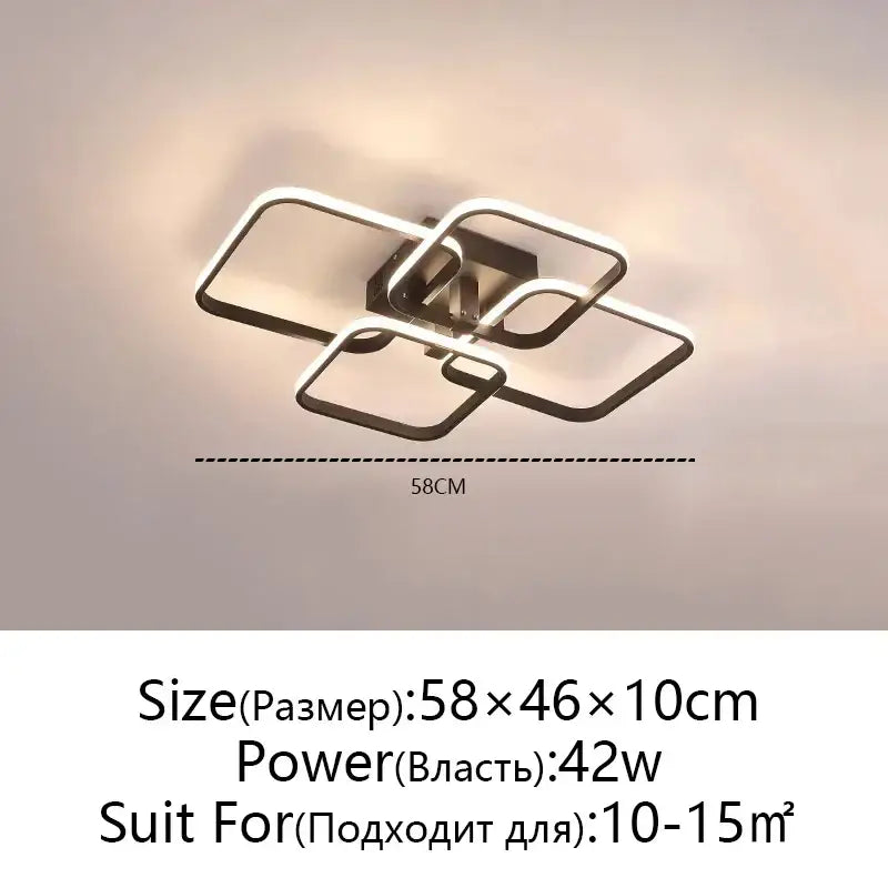 Modern black rectangular led ceiling light with sleek geometric brushed metallic frames for decorbites led ceiling decor