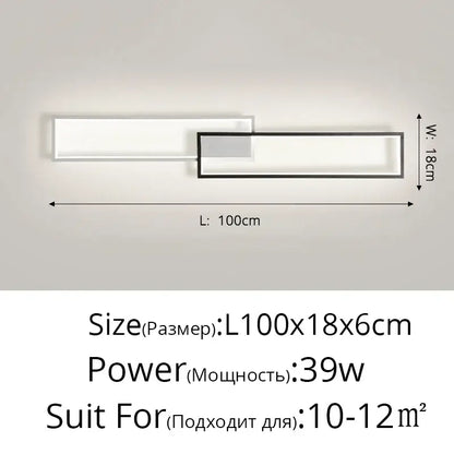 Modern black rectangular led ceiling light with two minimalist panels in white and black frame for living room decorbites led ceiling