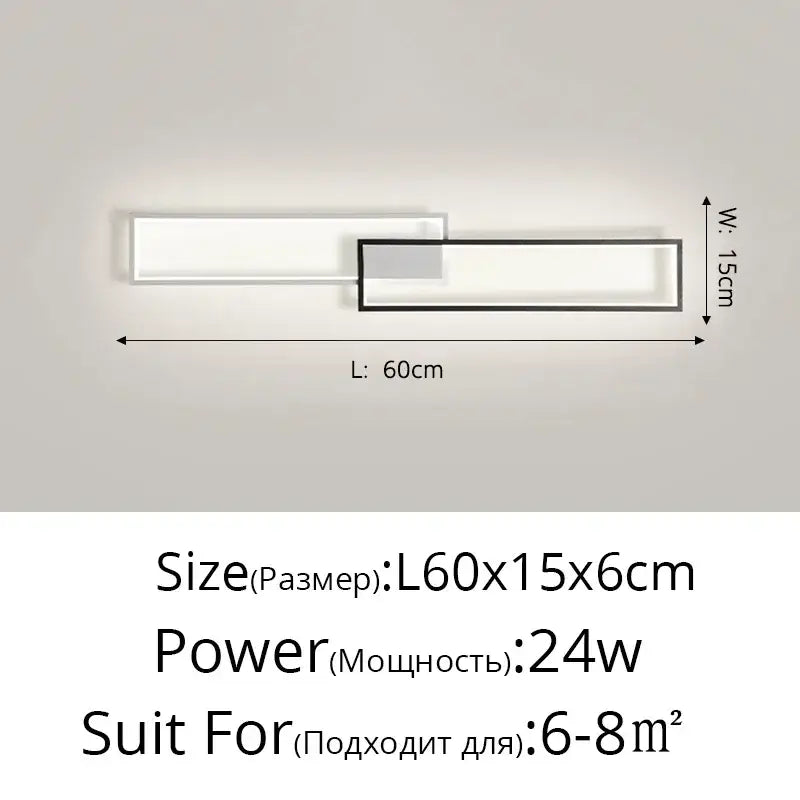 Modern black rectangular led ceiling light with sleek overlapping white and black panels for contemporary ceiling light decorbites led ceiling