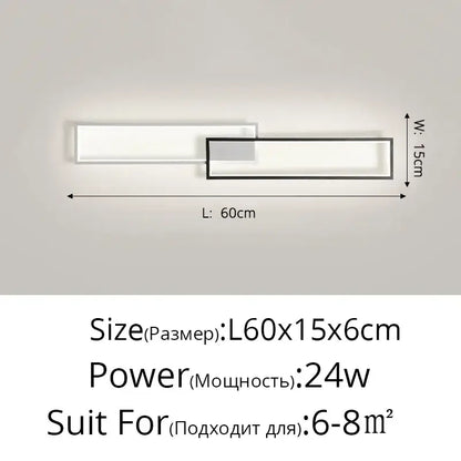 Modern black rectangular led ceiling light with sleek overlapping white and black panels for contemporary ceiling light decorbites led ceiling