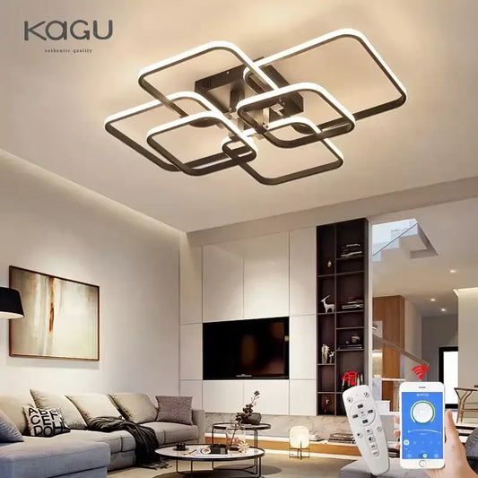 Modern black rectangular led ceiling light with sleek metallic frame and glowing illuminated edges for living room decorbites led ceiling fixture