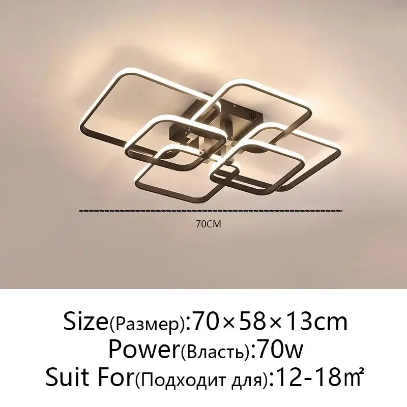Modern black rectangular led ceiling light with overlapping geometric frames in sleek metallic finish for living room decorbites led ceiling