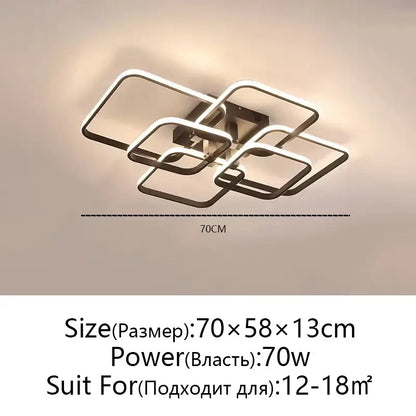 Modern black rectangular led ceiling light with overlapping geometric frames in sleek metallic finish for living room decorbites led ceiling