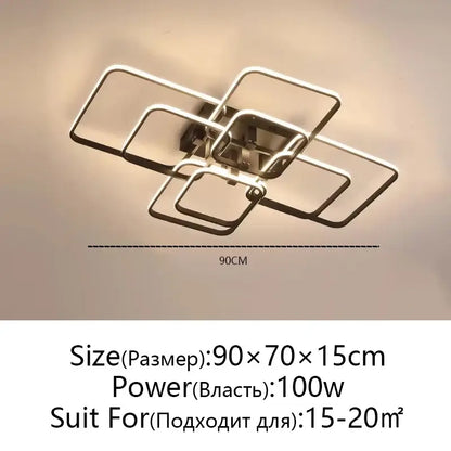 Modern black rectangular led ceiling light with intersecting metallic frames for stylish decorbites led ceiling decor