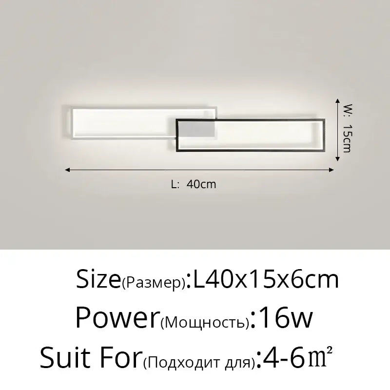 Modern black rectangular led ceiling light with sleek overlapping translucent panels in black metal for living room decorbites led ceiling