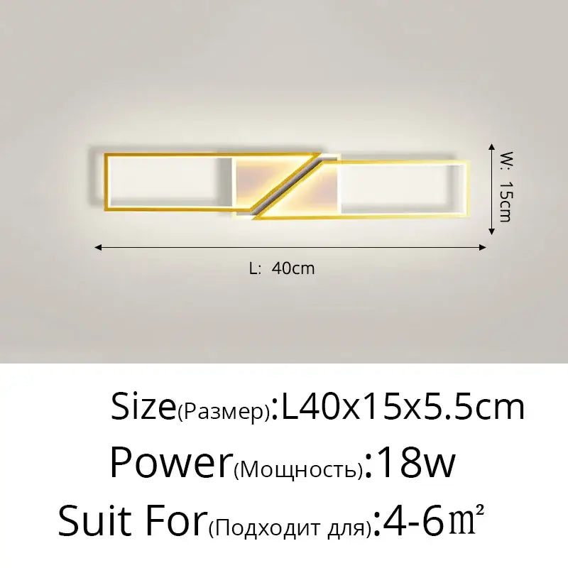 Modern black rectangular led ceiling light with gold-framed geometric panels for stylish living room decorbites led ceiling fixture