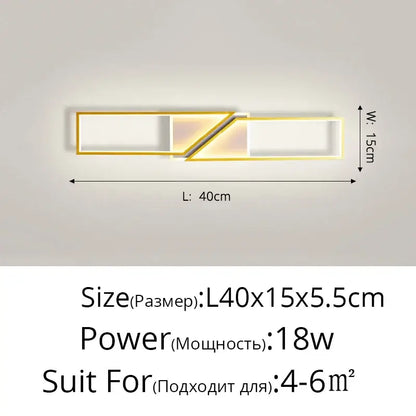 Modern black rectangular led ceiling light with gold-framed geometric panels for stylish living room decorbites led ceiling fixture