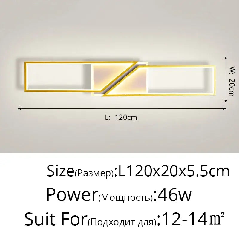 Modern gold-framed led wall sconce with geometric design and illuminated panels for decorbites led ceiling light decor