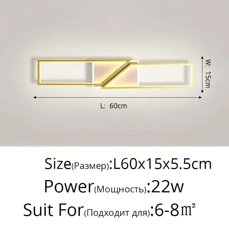 Modern gold-framed led wall sconce with geometric design and illuminated panels for decorbites led ceiling light decor