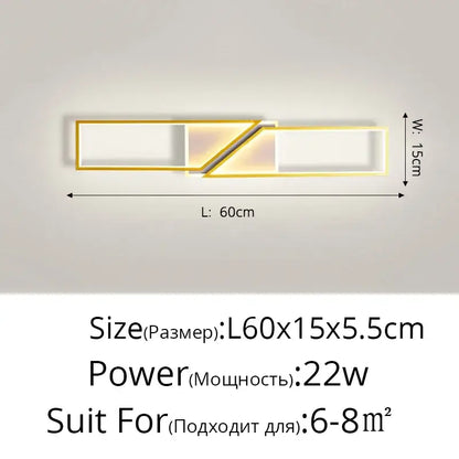 Modern gold-framed led wall sconce with geometric design and illuminated panels for decorbites led ceiling light decor