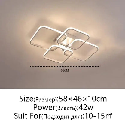 Modern white led ceiling light with geometric overlapping square frames for decorbites led ceiling living room fixture