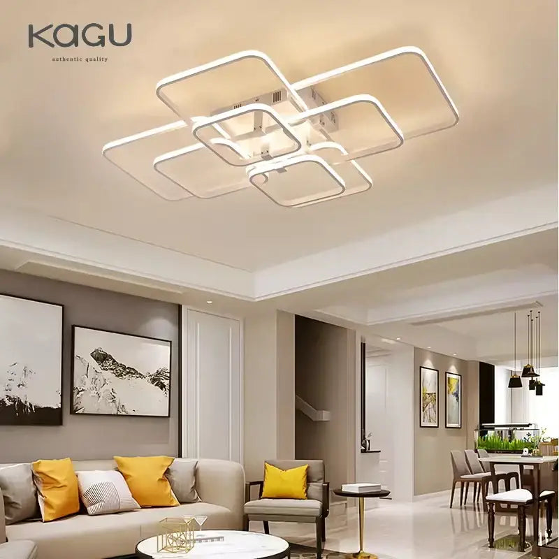 Modern black rectangular decorbites led ceiling light with overlapping geometric white led ceiling light fixture design