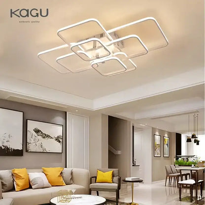Modern black rectangular decorbites led ceiling light with overlapping geometric white led ceiling light fixture design