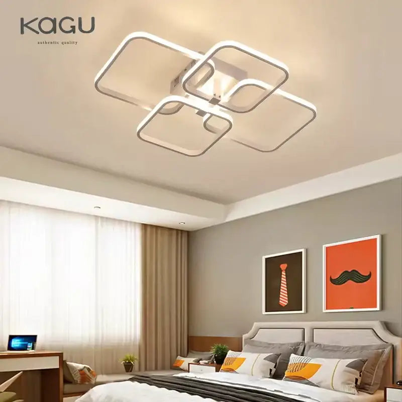 Modern black rectangular led ceiling light with white geometric square frames for sleek minimalist decorbites led ceiling lighting