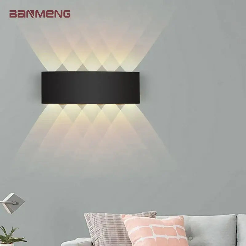 Modern black rectangular led wall lamp with geometric warm ambient lighting for stylish living room decorbites led wall use
