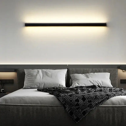Modern black rectangular led wall lamp with warm white light ideal for living room as stylish led wall sconce