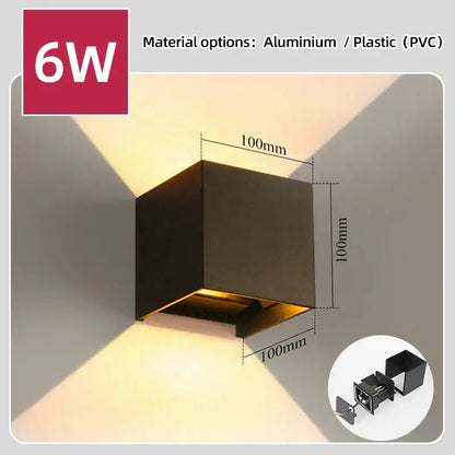 Modern black cubic led wall light with 6w power for garden or living room decorbites led wall light fixture