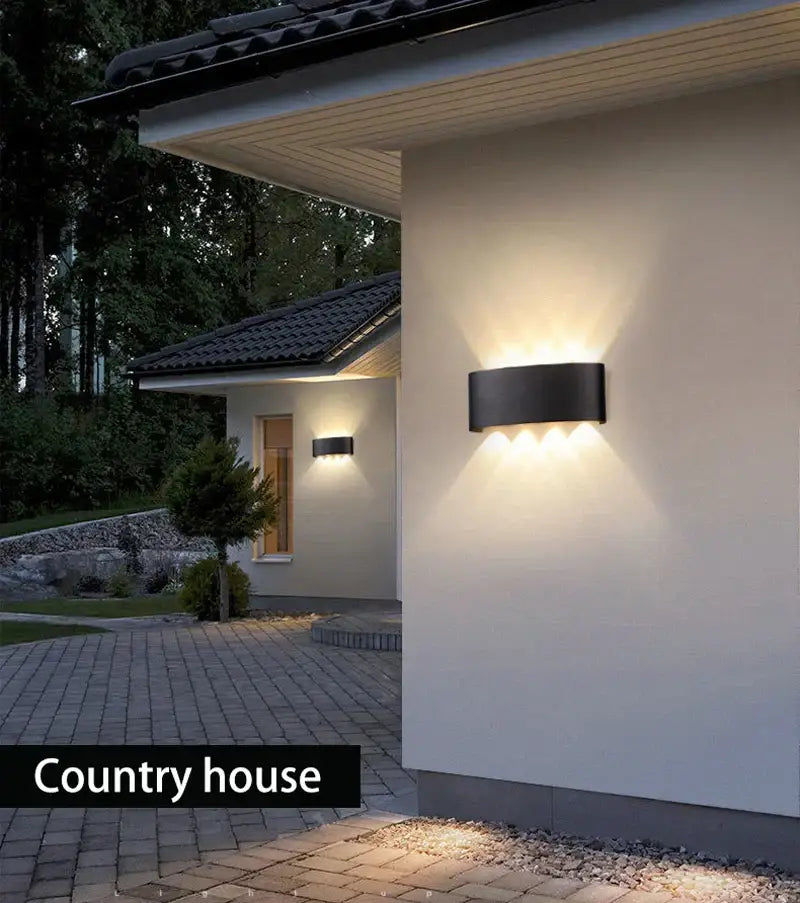 Modern black rectangular led wall light with three warm-toned lights for garden or living room decorbites led wall light