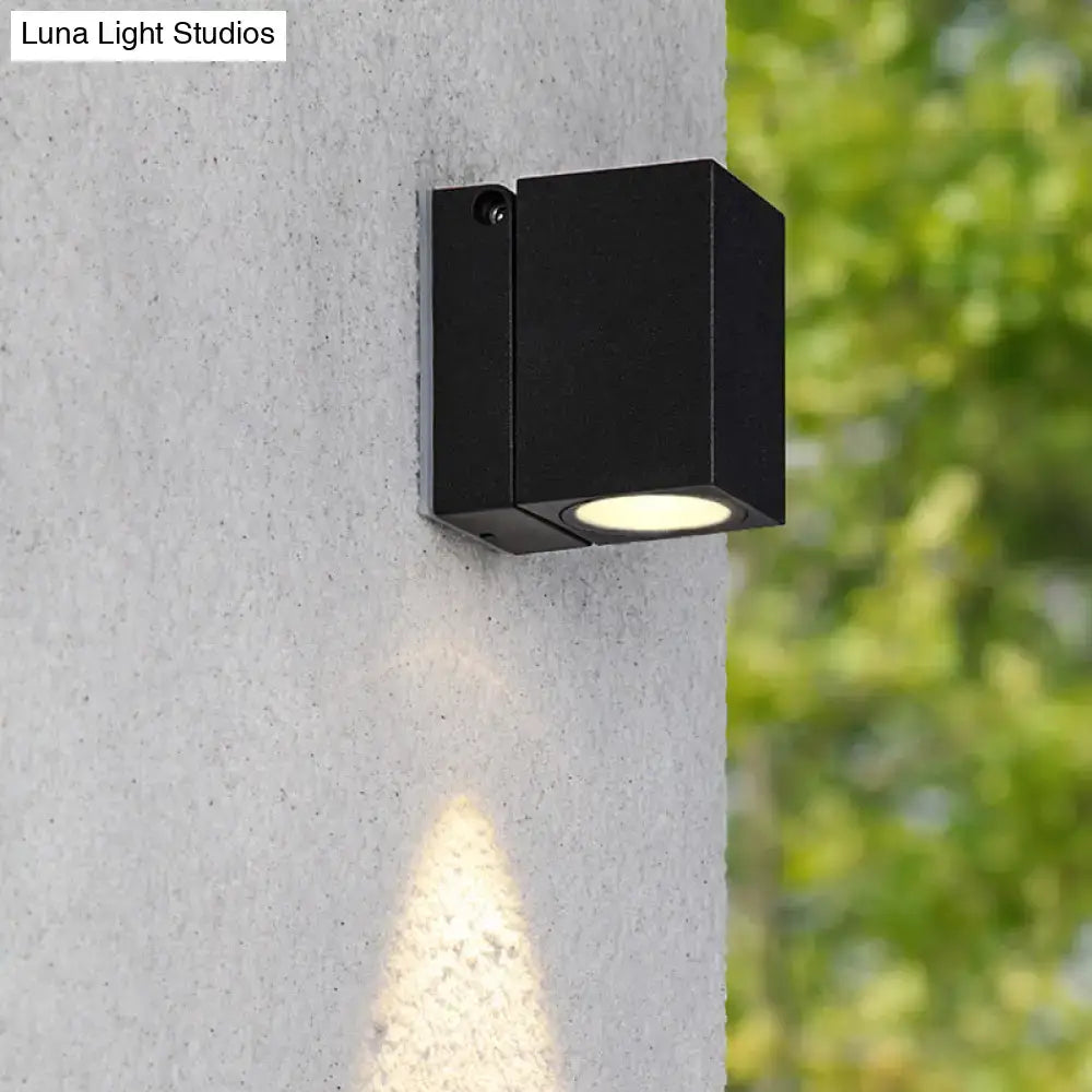 Modern black rectangular mini led wall sconce with sleek design and warm light suitable for outdoor maximum bulb wattage use