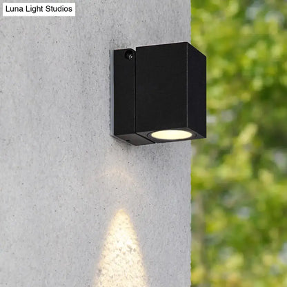 Modern black rectangular mini led wall sconce with sleek design and warm light suitable for outdoor maximum bulb wattage use