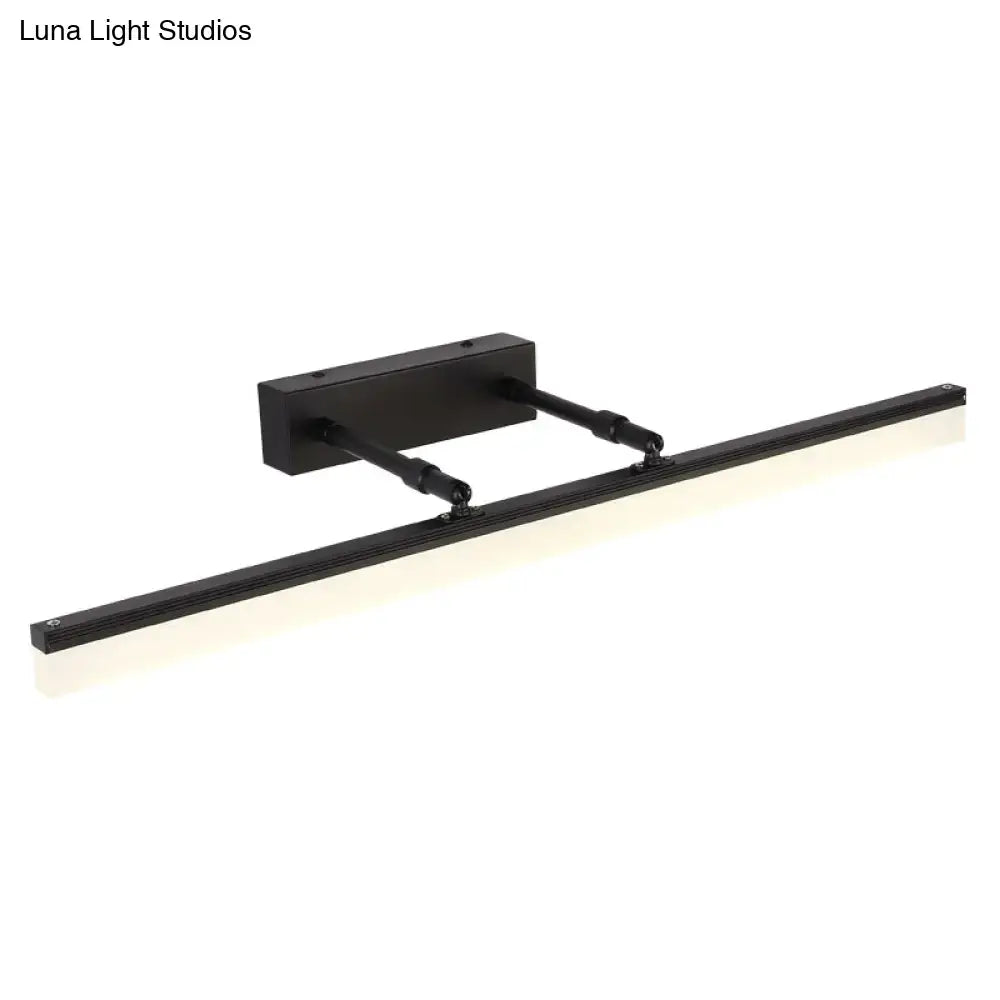 Modern black retractable stick vanity sconce light with adjustable arms and minimalist design for bathroom use