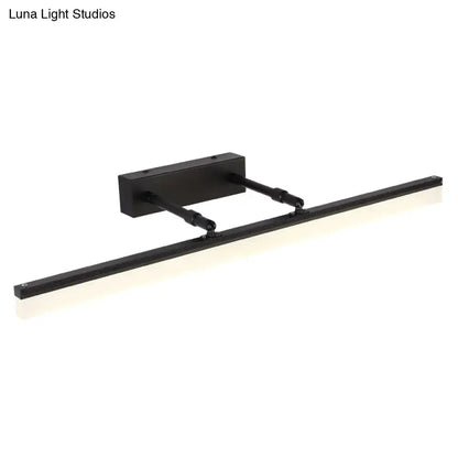 Modern black retractable stick vanity sconce light with adjustable arms and minimalist design for bathroom use
