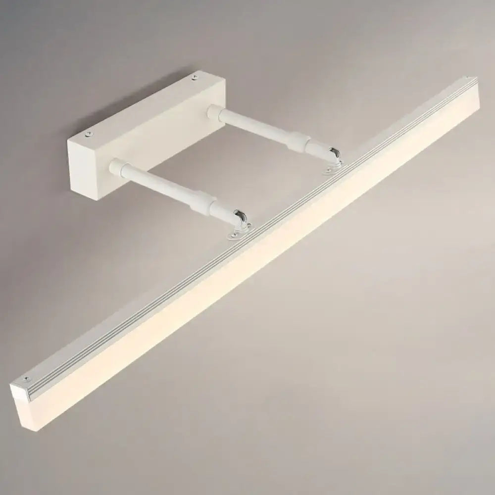 Modern black retractable stick vanity sconce light with sleek white led wall-mounted fixture and adjustable minimalist arms