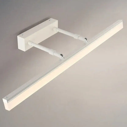Modern black retractable stick vanity sconce light with sleek white led wall-mounted fixture and adjustable minimalist arms
