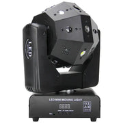 Black led mini moving head with geometric faceted design and multiple lens ports for modern rgbw laser football light use