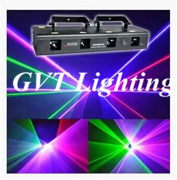 Modern black rgby dmx laser projector with multiple output ports and handle grips for party room lighting effects