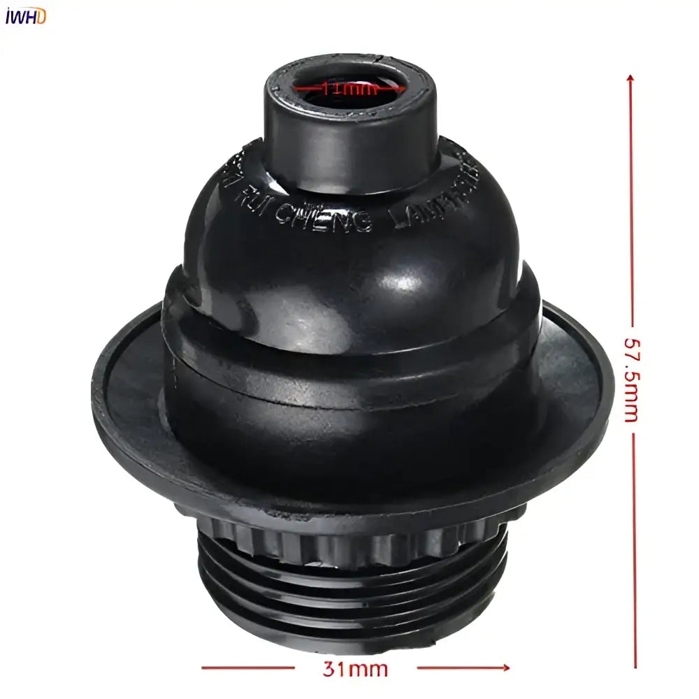 Modern black ribbed e27 socket bulb holder lamp base with black rubber bicycle headset and threaded bottom design