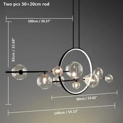Modern black ring pendant light with clear glass spheres and metal frame ideal for dining room decorbites black ring