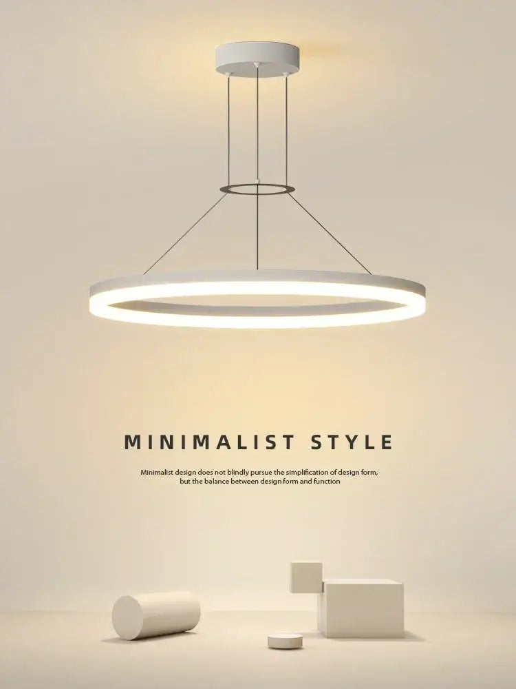 Modern black ring led pendant chandelier featuring a white circular ceiling light with a sleek minimalist design decorbites black ring