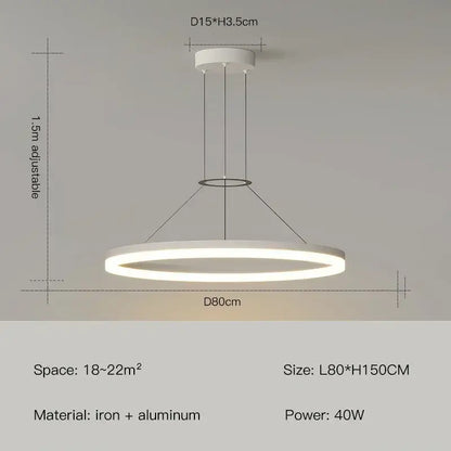 Modern black ring pendant chandelier with white circular led light and sleek iron aluminum frame for living room decorbites black ring