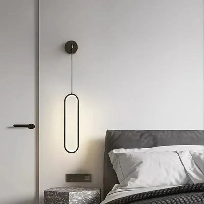 Modern black ring led wall lamp with minimalist oval sconce light fixture ideal for bedroom decorbites black ring design