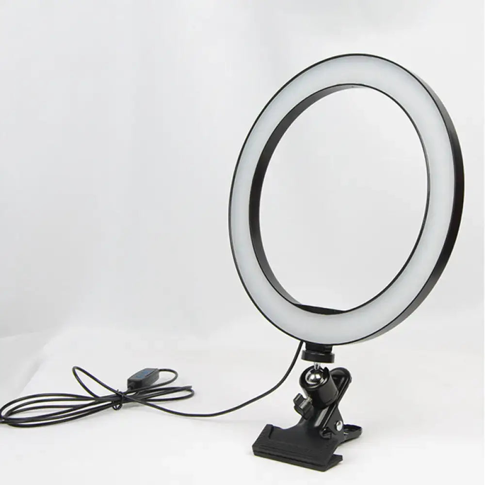 Modern black ring light with metal shade and adjustable clip base for bedroom portable wall light fixture inches