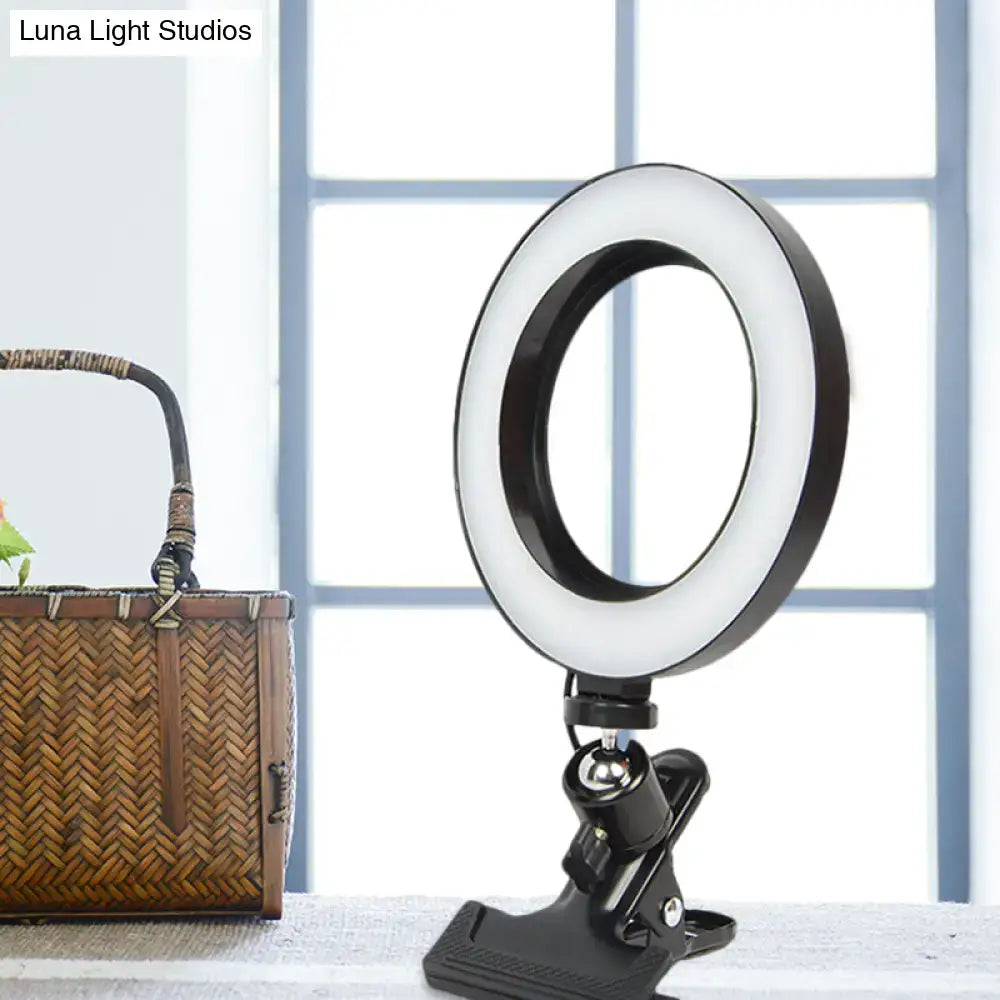 Modern black ring light with metal shade wall light and adjustable clip base for bedroom mirror use fixture design