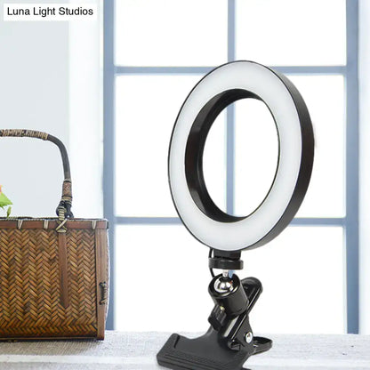 Modern black ring light with metal shade wall light and adjustable clip base for bedroom mirror use fixture design