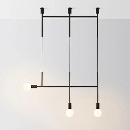 Modern black and rose gold minimalist pendant light with three exposed bulbs for dining room decorbites black rose gold